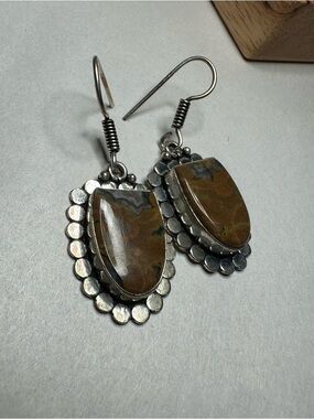 Brown Teardrop Dangle Earrings